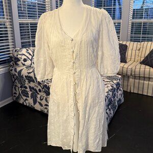 CAbi White Slip Dress With Duster S